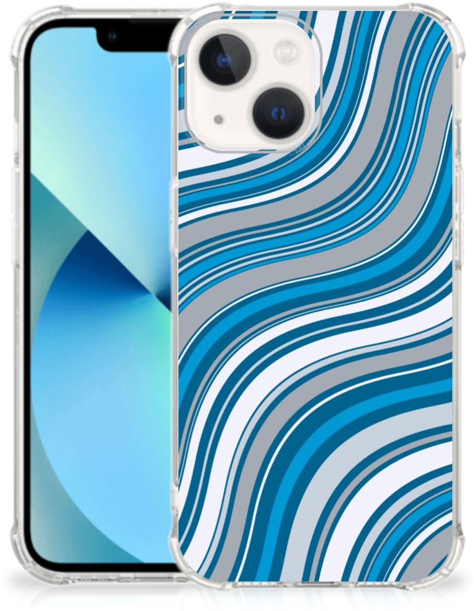 iPhone 13 mini Doorzichtige Silicone Hoesje Waves Blue