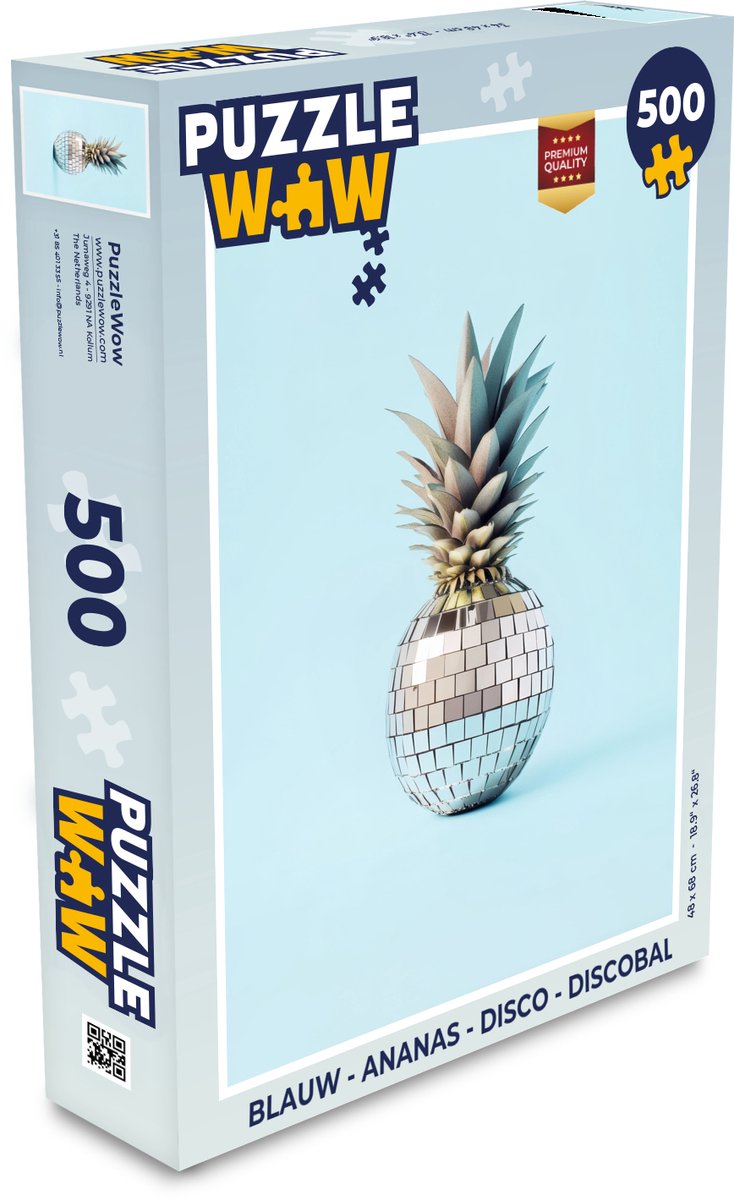 Puzzel Blauw - Ananas - Disco - Discobal - Legpuzzel - Puzzel 500 stukjes