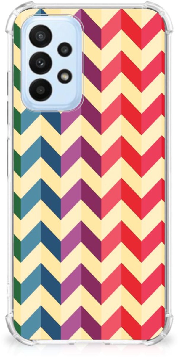 Samsung Galaxy A23 Doorzichtige Silicone Hoesje Zigzag Multi Color