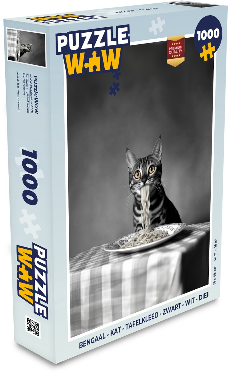 Puzzel Bengaal - Kat - Tafelkleed - Zwart - Wit - Dier - Legpuzzel - Puzzel 1000 stukjes volwassenen