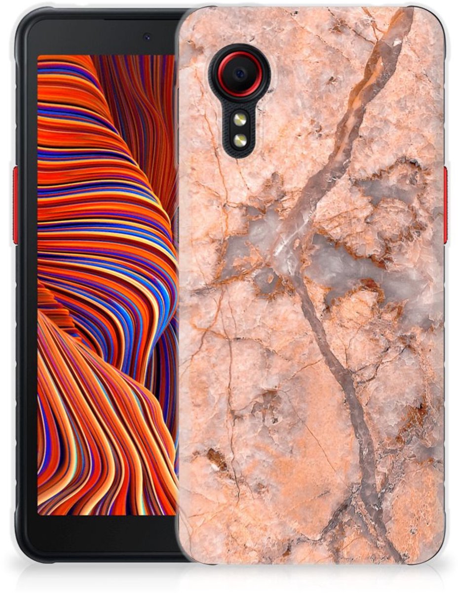 Samsung Galaxy Xcover 5 TPU Siliconen Hoesje Marmer Oranje