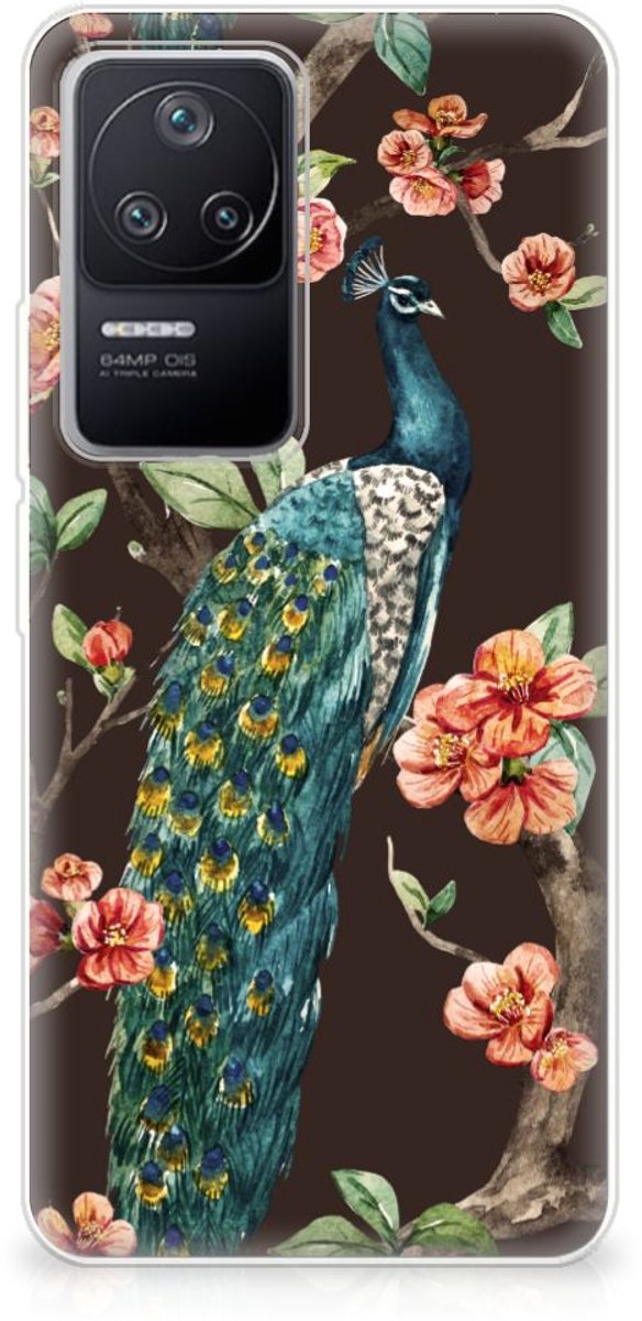 Xiaomi Poco F4 TPU Hoesje Pauw met Bloemen