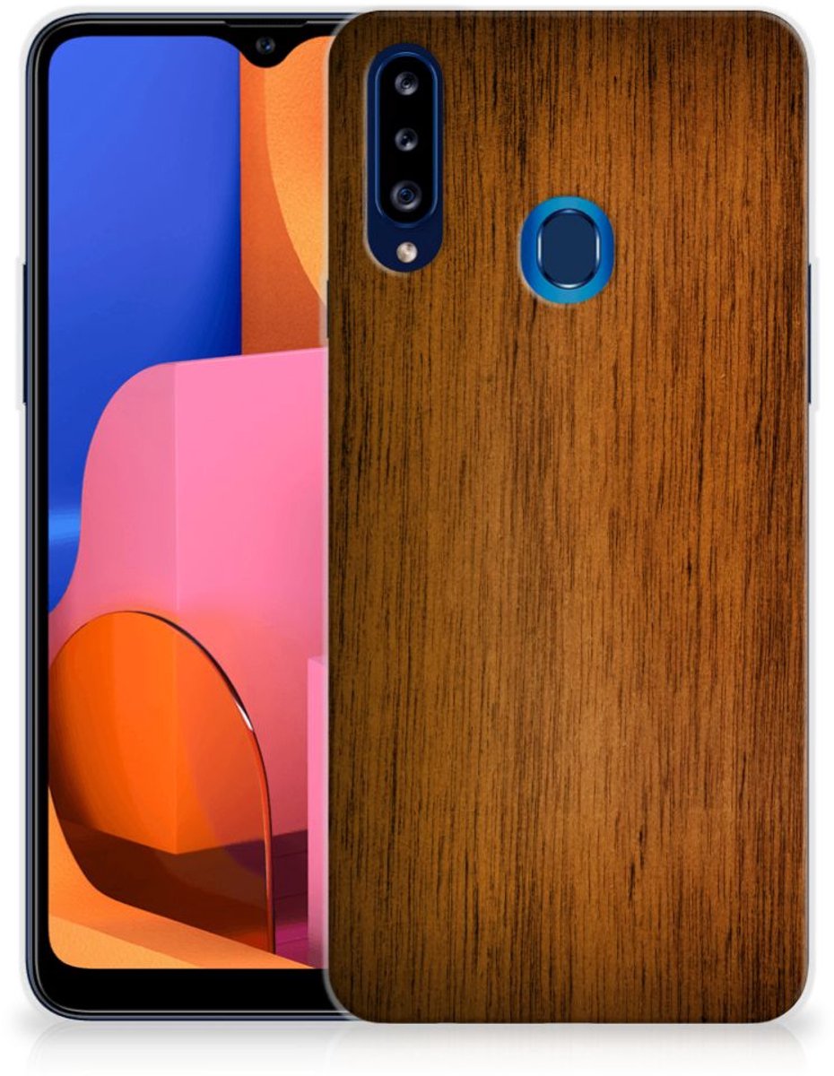 Samsung Galaxy A20s Bumper Hoesje Donker Hout