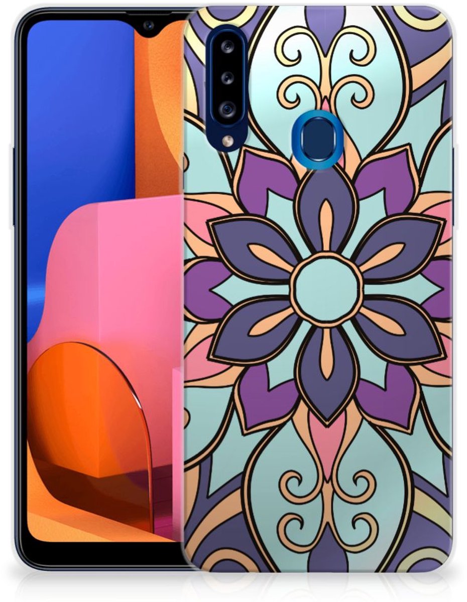 Samsung Galaxy A20s TPU Case Purple Flower
