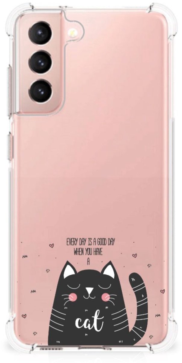 Samsung Galaxy S21 FE Stevig Bumper Hoesje Cat Good Day