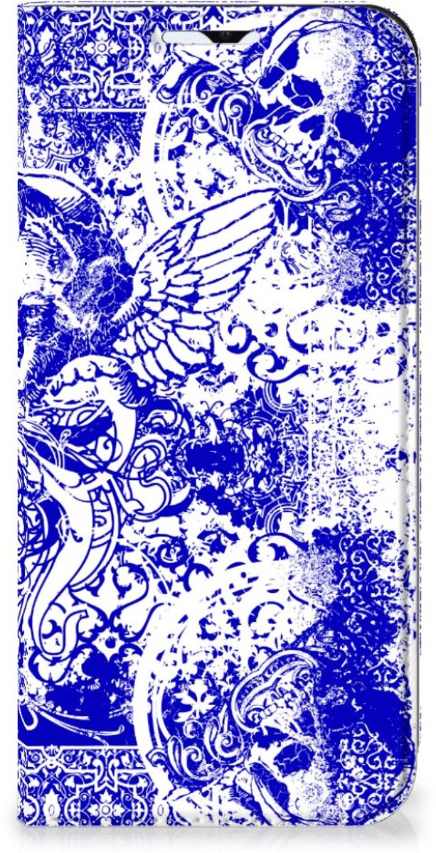 Mobiel BookCase Samsung Galaxy A23 Angel Skull Blauw