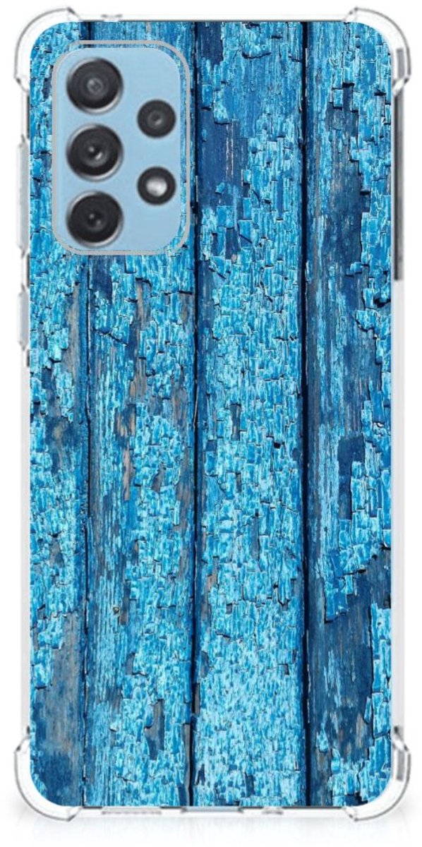 Samsung Galaxy A73 Stevig Telefoonhoesje Wood Blue