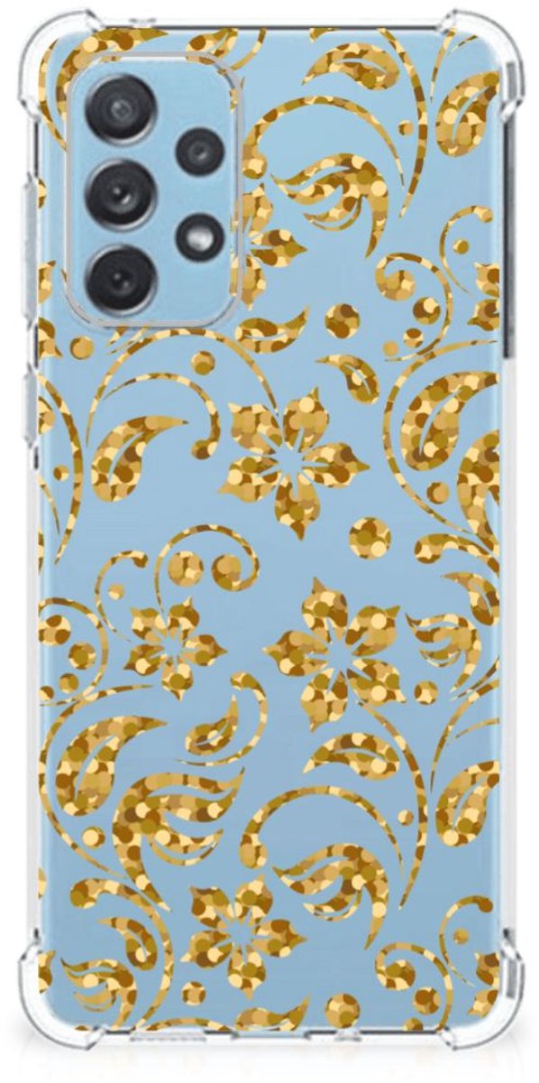 Samsung Galaxy A73 Case Gouden Bloemen