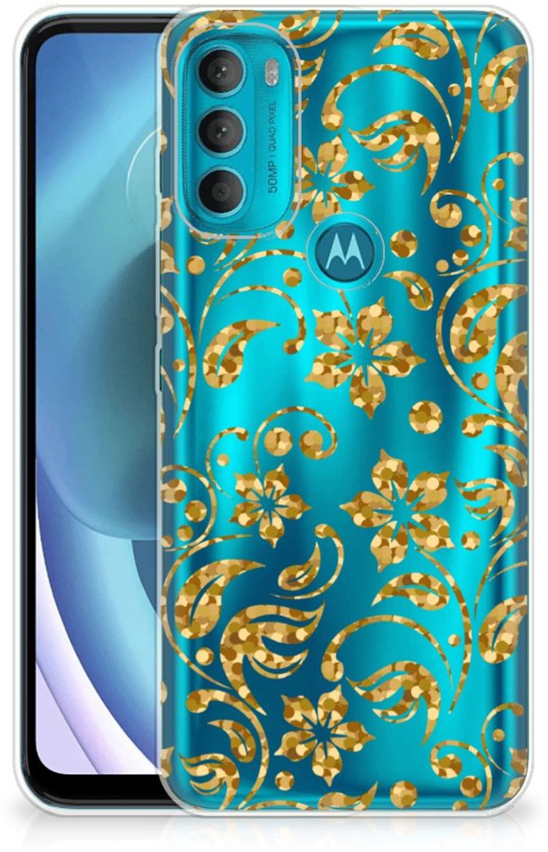 Motorola Moto G71 5G TPU Case Gouden Bloemen