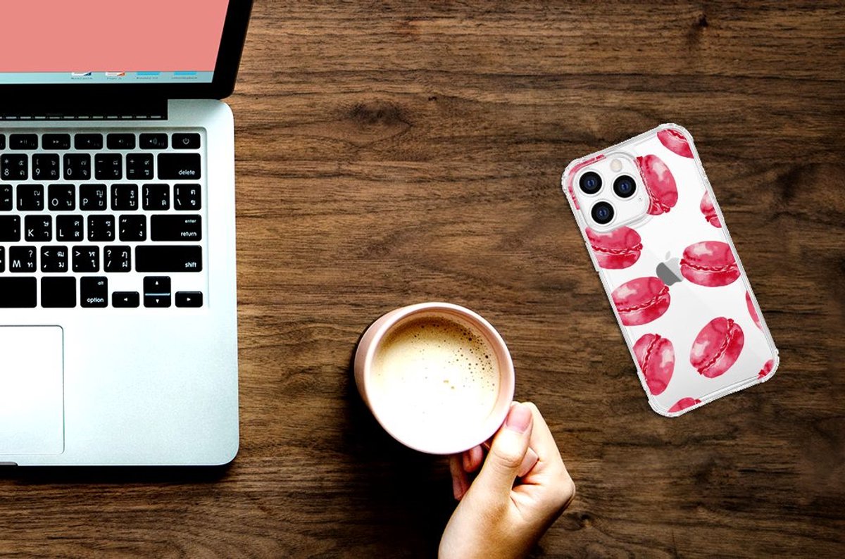Apple iPhone 14 Pro Max Beschermhoes Pink Macarons
