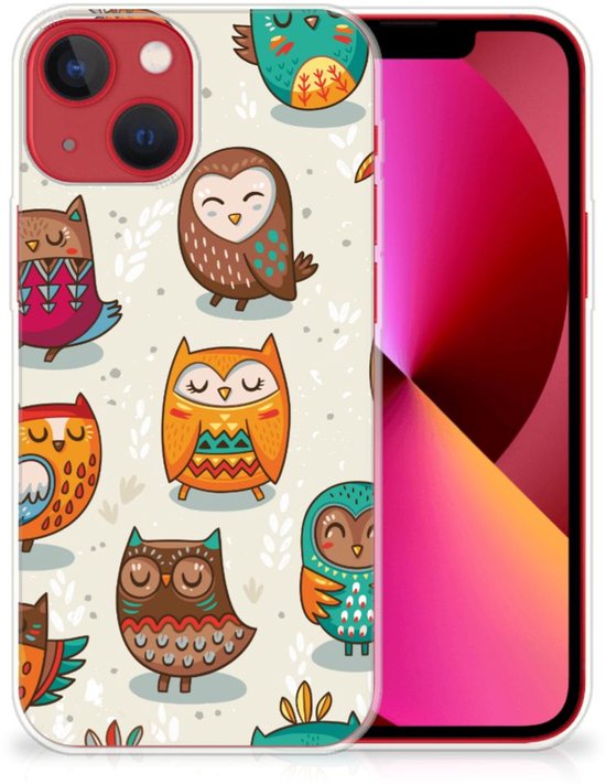 Coque Téléphone pour Apple iPhone 13 Silicone Gel Case Joyeux Owls