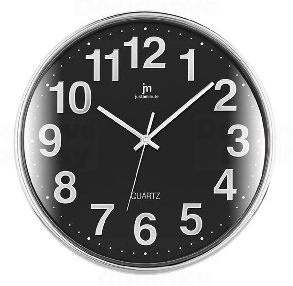Lowell Justaminute 00816 Kwartsklok Cirkel Zwart, Chroom
