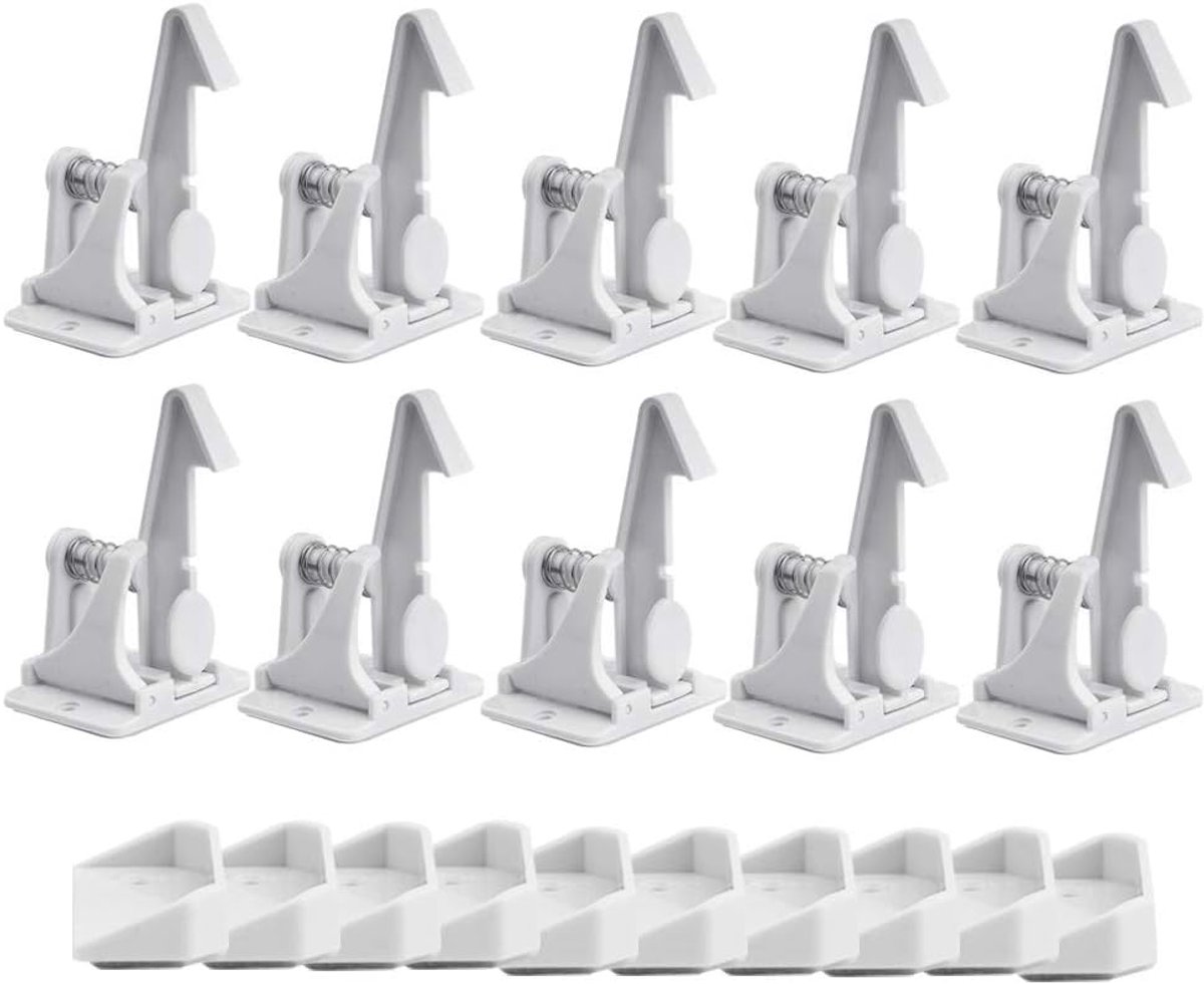 Kinderbeveiliging - 10 stuks - Kastsloten Zelfklevend - Kinderslot Kastjes - kast- & ladebeveiliging - wit - lade slot - baby slot - Beveiligingsset - Baby proof - kinderslot baby - Kastbeveiliging voor kinderen - Kinderslot Lade - Kinder Slotjes