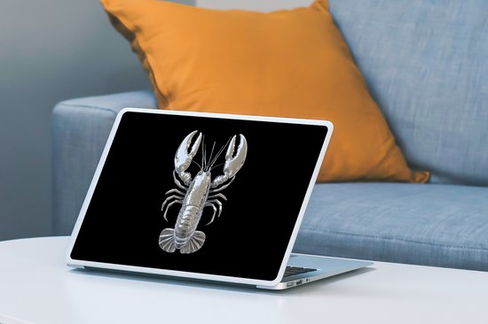 Laptop sticker - 10.1 inch - Kreeft - Zilver - Metallic - Luxe - 25x18cm - Laptopstickers - Laptop skin - Cover