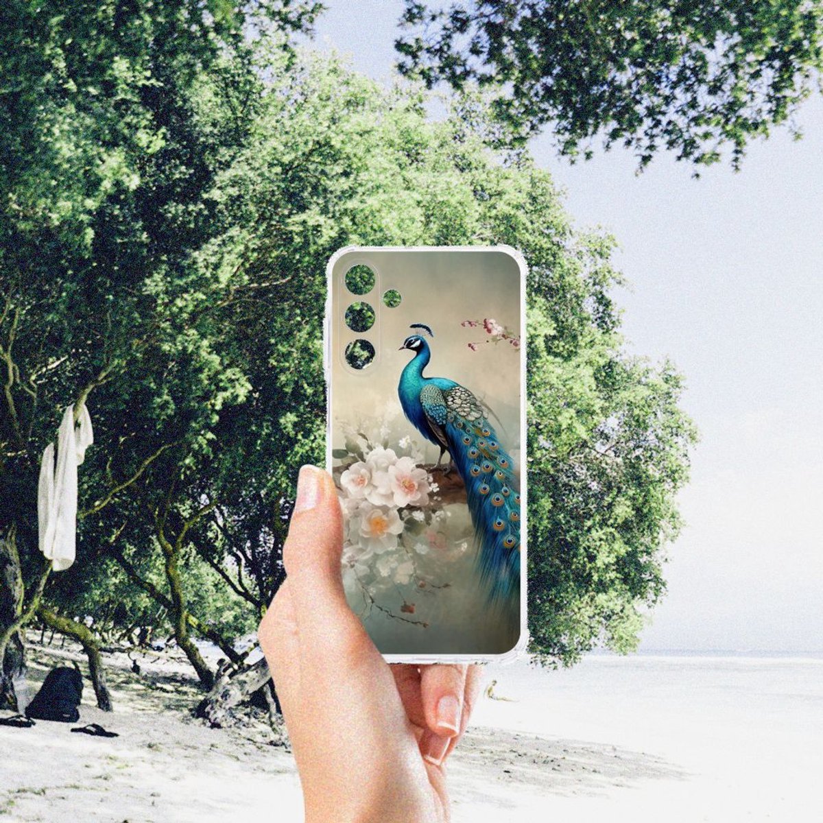 Case Anti-shock voor Samsung Galaxy A15 Vintage Pauwen