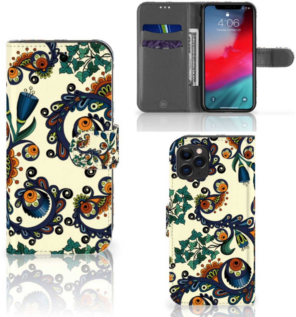Book Case voor Wallet Case Apple iPhone 11 Pro Barok Flower