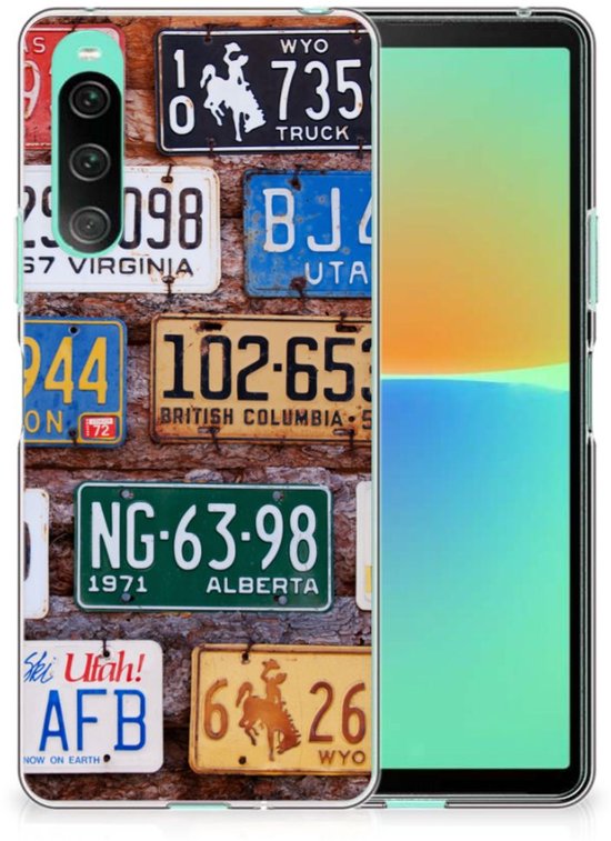 Coque pour Sony Xperia 10 V Housse en Cuir Etui de Protection Plaques D'Immatriculation