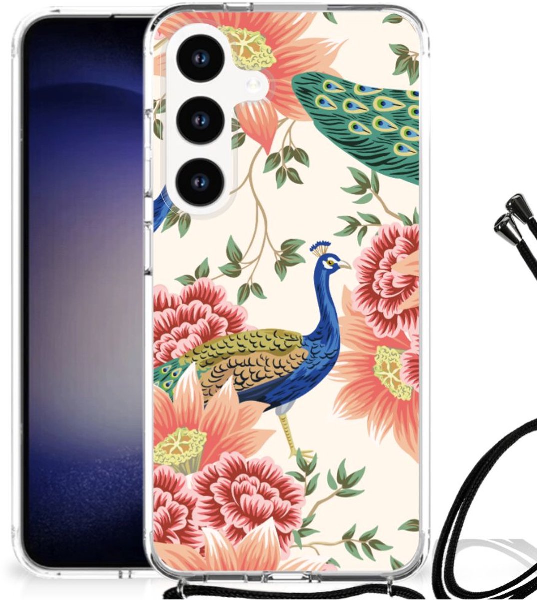 Case Anti-shock voor Samsung Galaxy S24 Pink Peacock