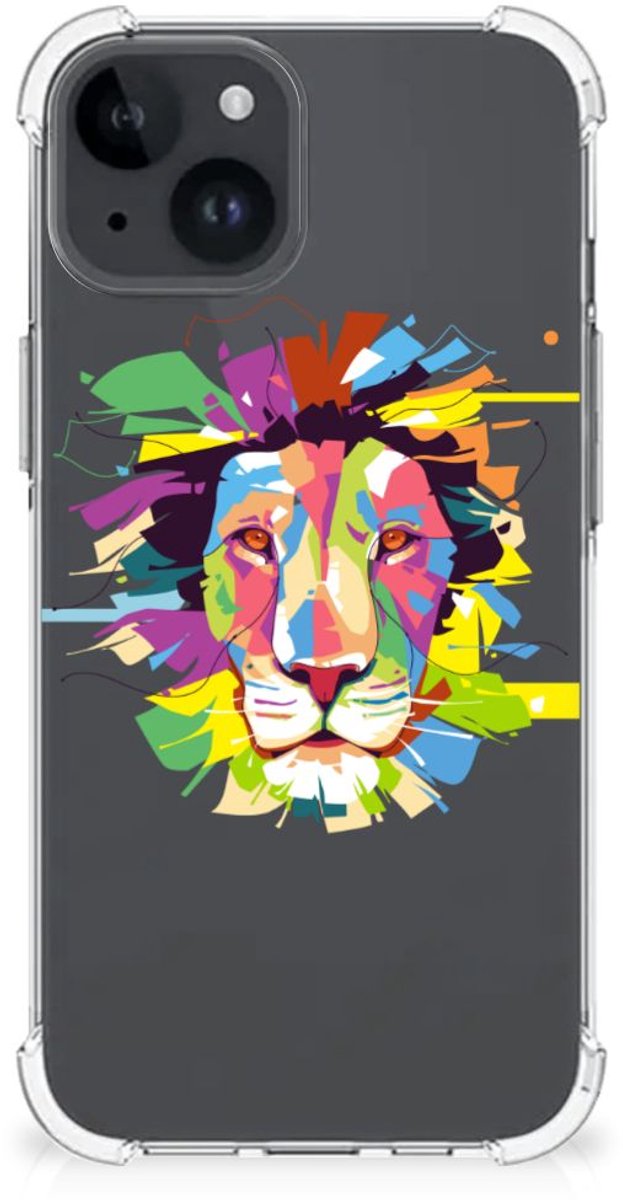 iPhone 15 Stevig Bumper Hoesje Lion Color