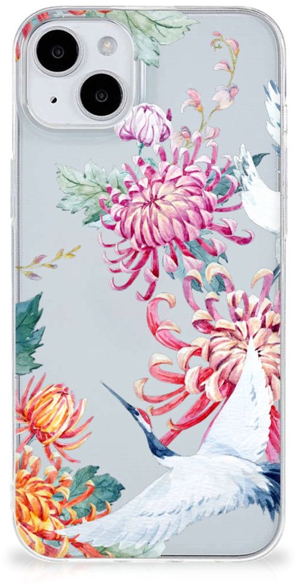 iPhone 15 TPU Hoesje Bird Flowers