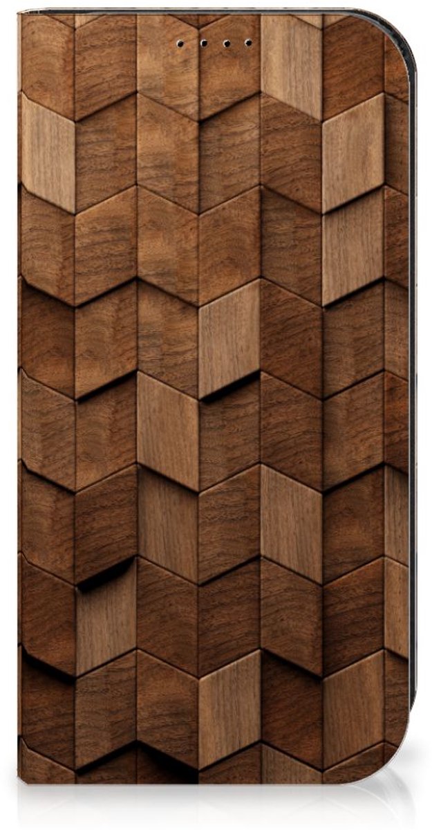 Book Wallet Case voor iPhone 15 Pro Wooden Cubes