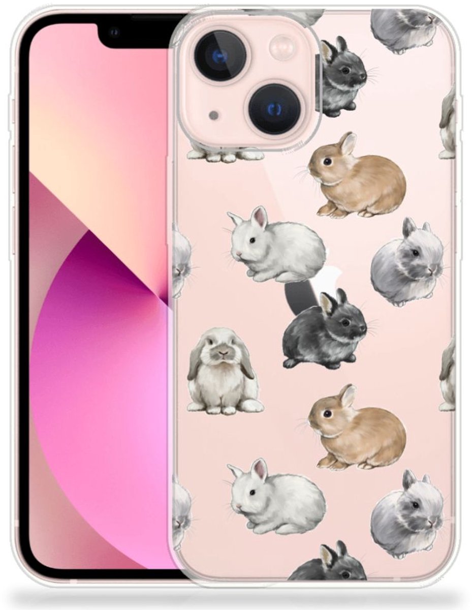 TPU Hoesje voor iPhone 13 mini Konijntjes