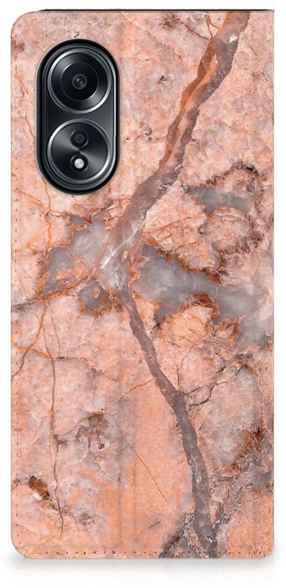 Étui de téléphone adapté pour OPPO A58 4G Wallet Book Case Marbre Oranje