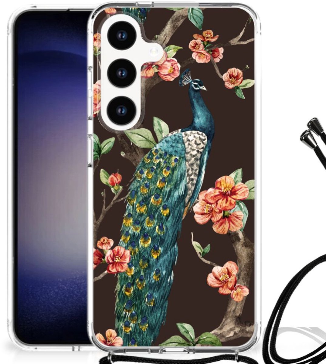 Samsung Galaxy S24 Case Anti-shock Pauw met Bloemen