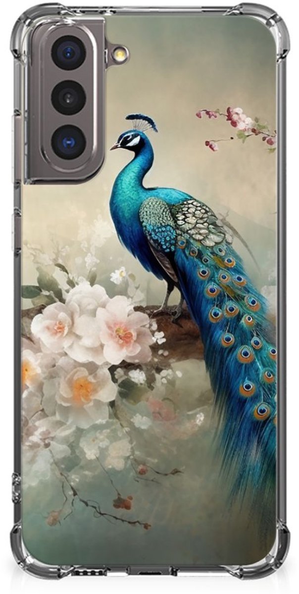 Case Anti-shock voor Samsung Galaxy S21 Vintage Pauwen