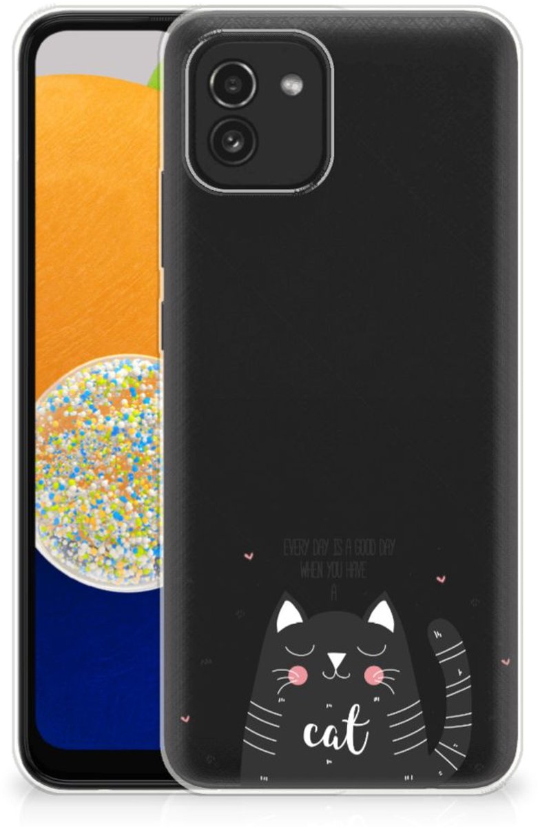 Samsung Galaxy A03 Telefoonhoesje met Naam Cat Good Day