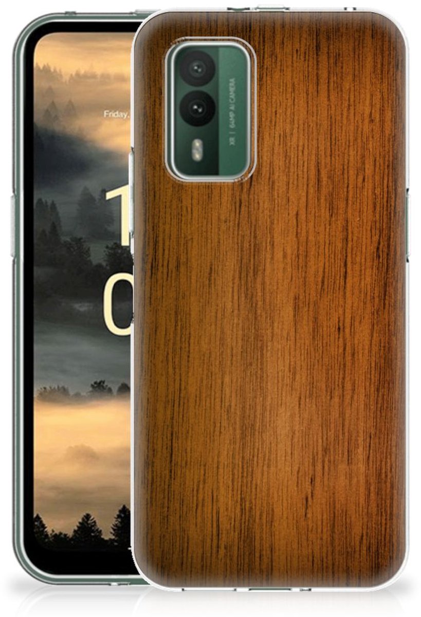 Back Cover voor Nokia XR21 Bumper Hoesje Donker Hout