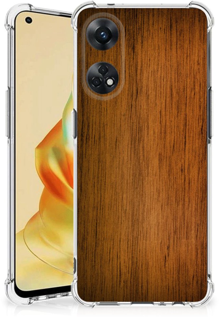OPPO Reno8 T 4G Stevig Telefoonhoesje Donker Hout