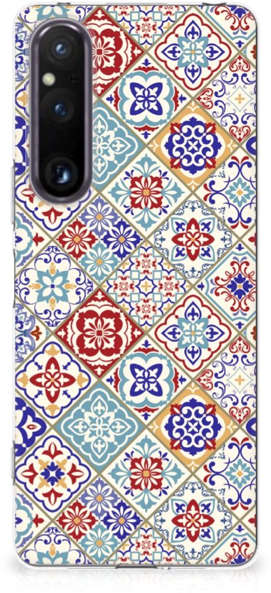 Sony Xperia 1 V TPU Siliconen Hoesje Tiles Color