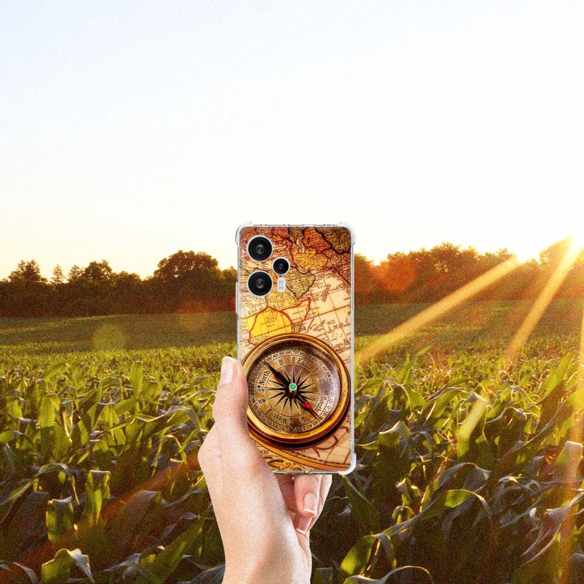 Xiaomi Poco F5 Telefoonhoesje met valbescherming Kompas
