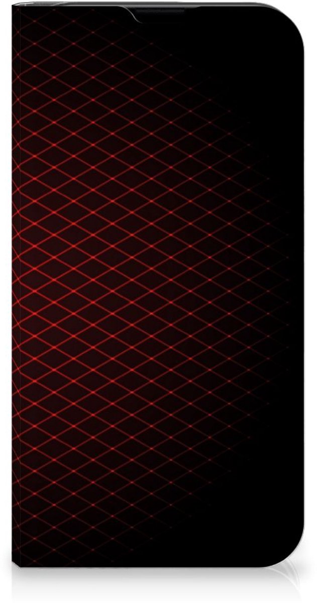 Standcase Hoesje voor iPhone 13 Mini Hoesje met Magneet Geruit Rood