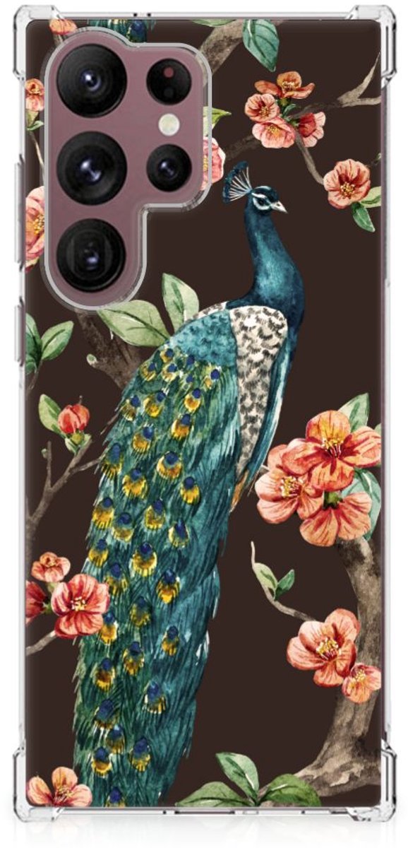Samsung Galaxy S23 Ultra Case Anti-shock Pauw met Bloemen