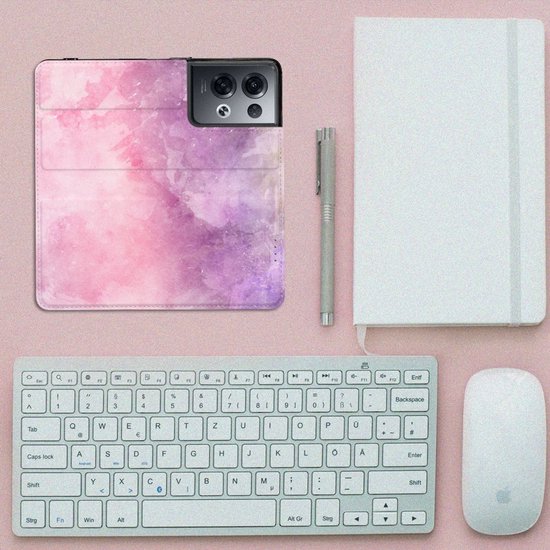 Jolie coque de téléphone OPPO Reno8 Pro, housse de Bookcase , peinture Pink