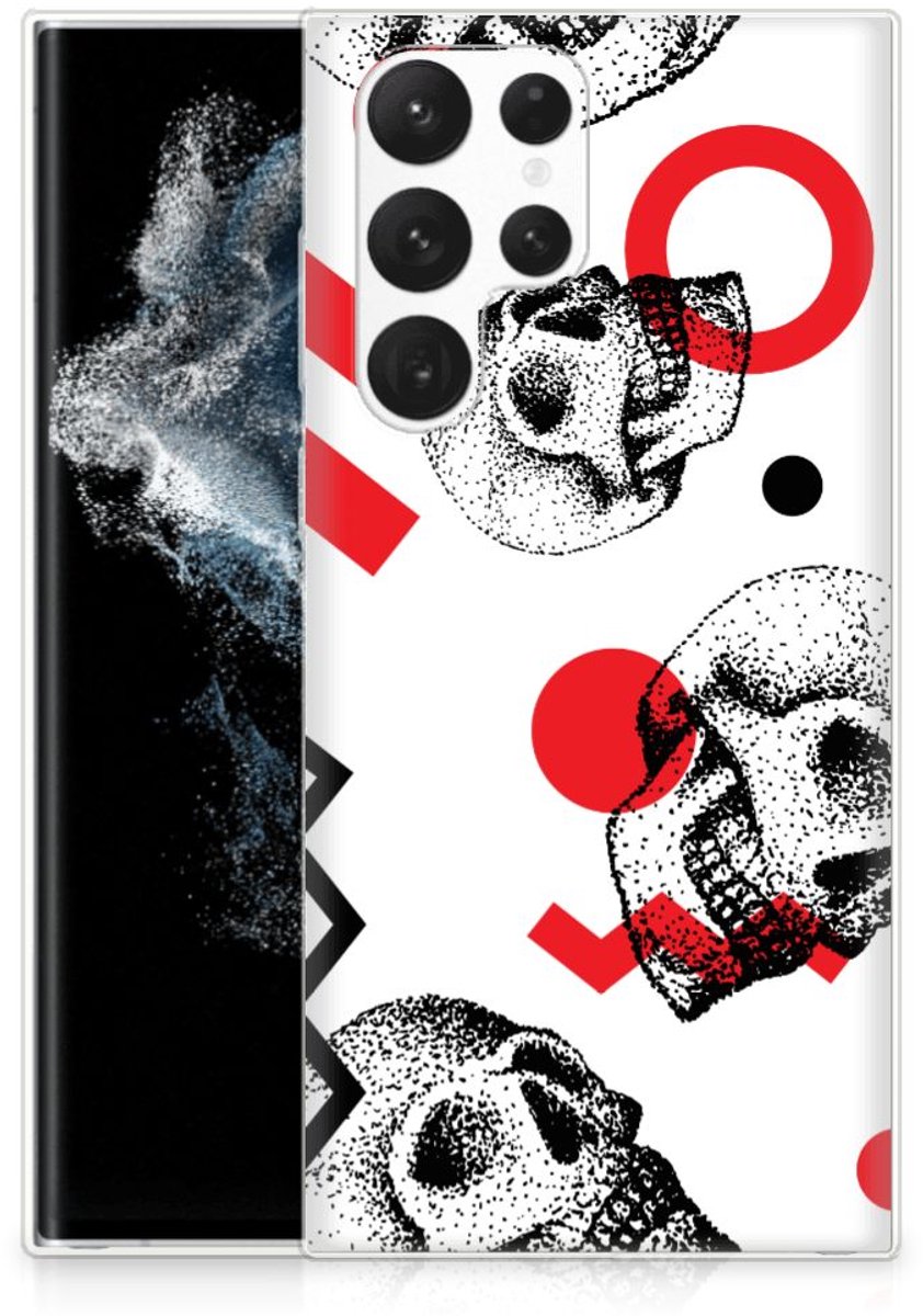 Silicone Back Case Samsung Galaxy S22 Ultra Skull Red