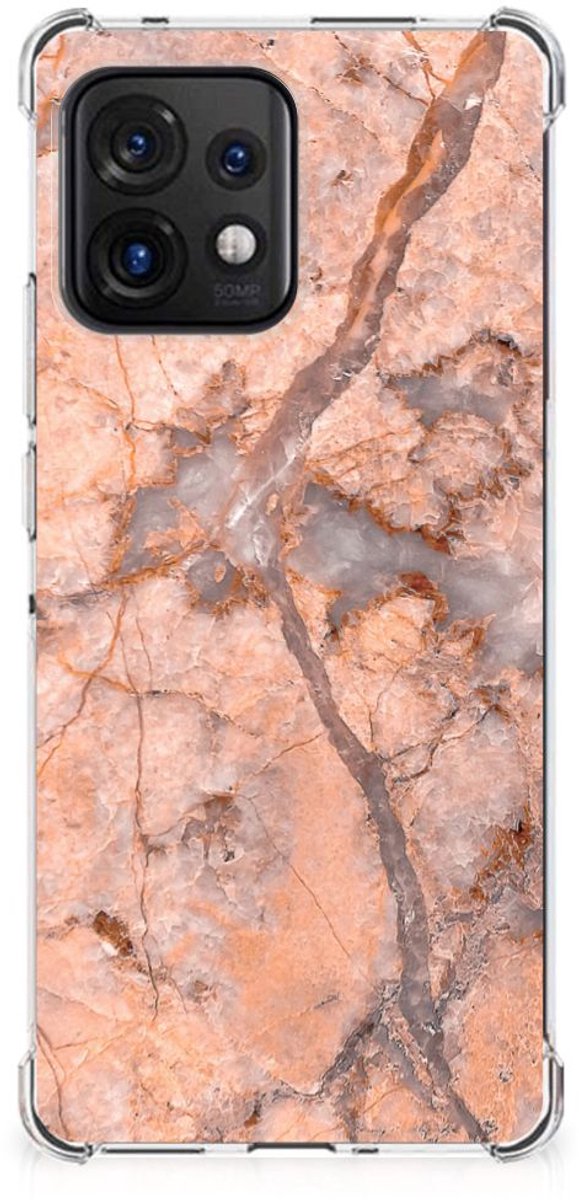 Motorola Edge 40 Pro Anti-Shock Hoesje Marmer Oranje