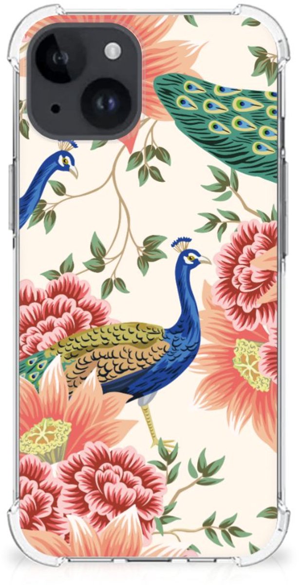 Case Anti-shock voor iPhone 15 Plus Pink Peacock