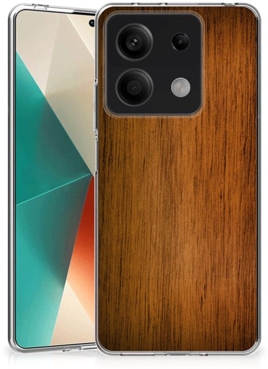 Back Cover voor Xiaomi Redmi Note 13 5G Bumper Hoesje Donker Hout