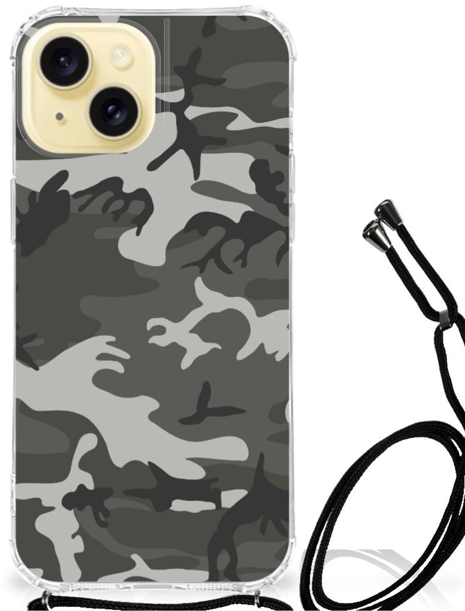 Apple iPhone 15 Doorzichtige Silicone Hoesje Army Light