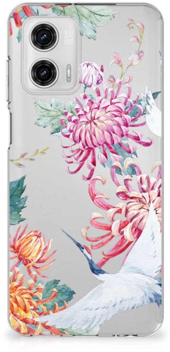 Motorola Moto G73 TPU Hoesje Bird Flowers