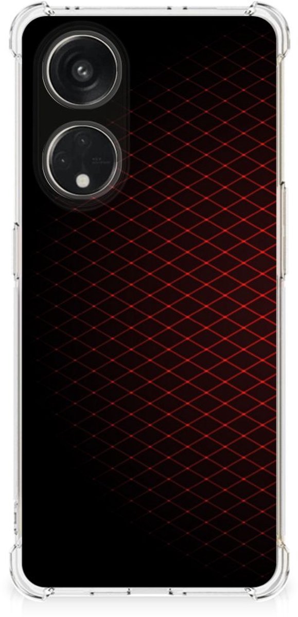 OPPO A98 Doorzichtige Silicone Hoesje Geruit Rood