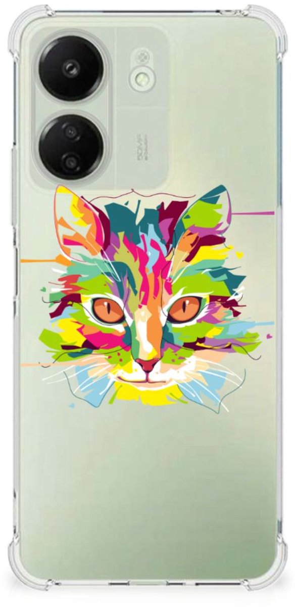Xiaomi Redmi 13C 4G Stevig Bumper Hoesje Cat Color