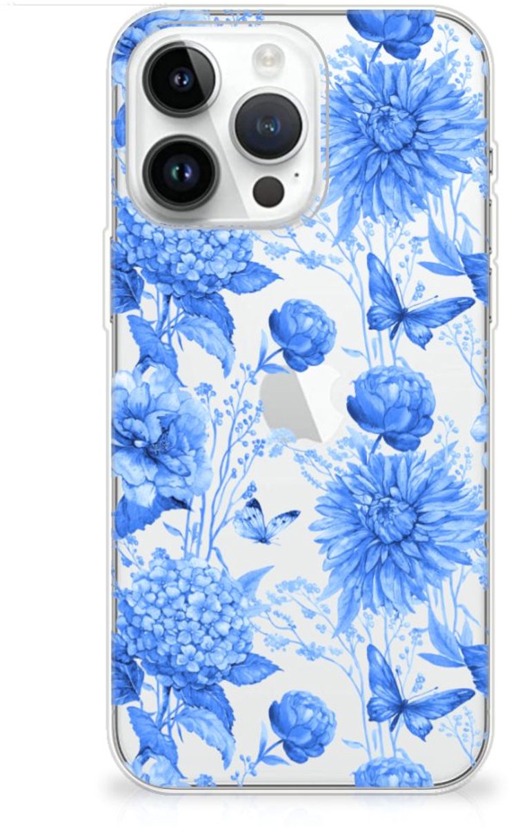 TPU Hoesje voor TPU Case voor iPhone 14 Pro Max Flowers Blue
