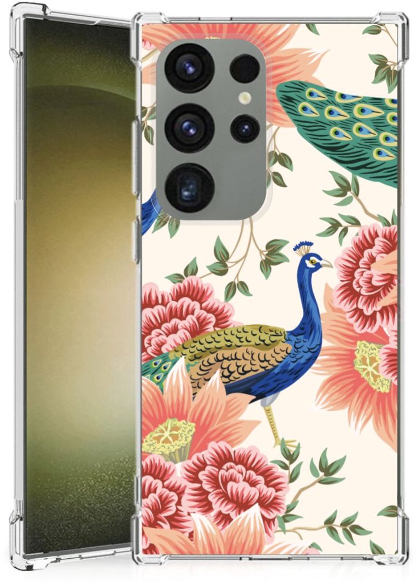 Back Cover voor Case Anti-shock voor Samsung Galaxy S24 Ultra Pink Peacock