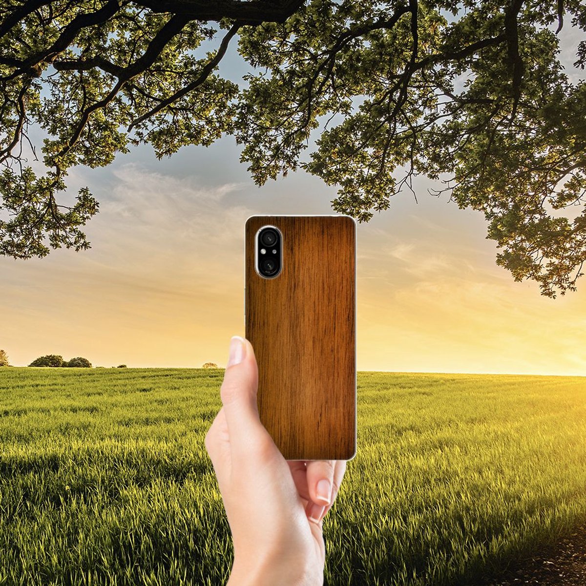 Sony Xperia 5 V Bumper Hoesje Donker Hout