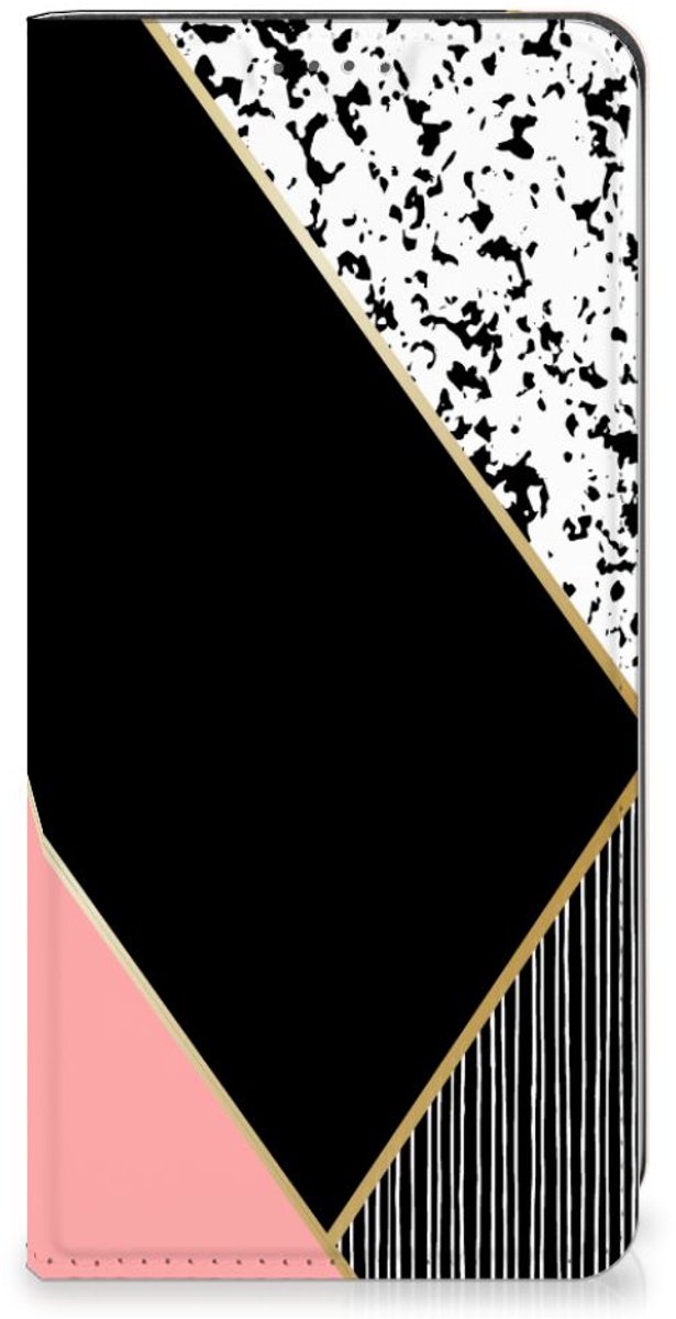 Google Pixel 7A Stand Case Zwart Roze Vormen