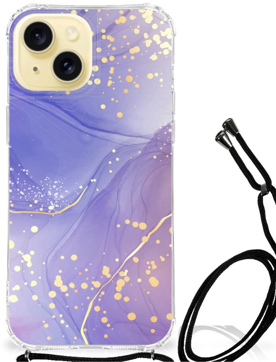 Back Cover voor Apple iPhone 15 Watercolor Paars